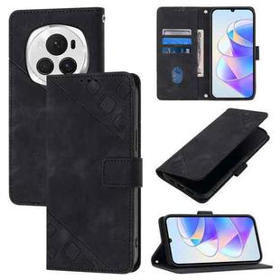 For Honor Magic6 Pro 5G Global Skin-feel Embossed Leather Phone Case(Black)