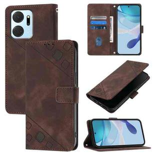 For Honor X7a / Play7T 5G Skin-feel Embossed Leather Phone Case(Brown)