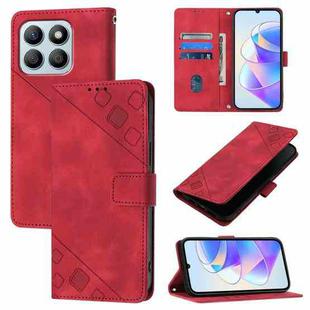 For Honor X8b Skin-feel Embossed Leather Phone Case(Red)