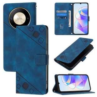For Honor X9b / Magic6 Lite 5G Global Skin-feel Embossed Leather Phone Case(Blue)