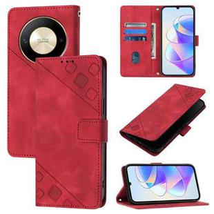 For Honor X9b / Magic6 Lite 5G Global Skin-feel Embossed Leather Phone Case(Red)