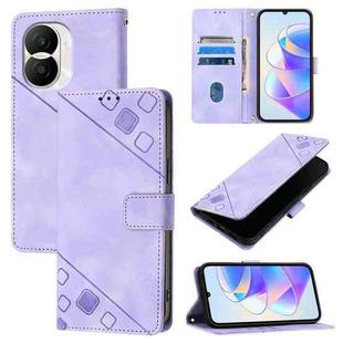 For Honor X40i Skin-feel Embossed Leather Phone Case(Light Purple)