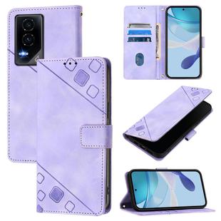 For Honor GT Skin-feel Embossed Leather Phone Case(Light Purple)