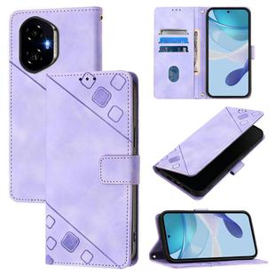 For Honor 300 5G Skin-feel Embossed Leather Phone Case(Light Purple)
