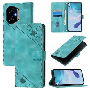 For Honor 300 5G Skin-feel Embossed Leather Phone Case(Green)