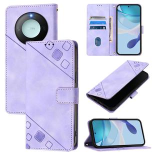 For Honor X9c Smart 5G Global Skin-feel Embossed Leather Phone Case(Light Purple)