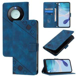 For Honor X9c Smart 5G Global Skin-feel Embossed Leather Phone Case(Blue)