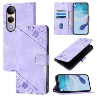 For Honor 400 Lite Skin-feel Embossed Leather Phone Case(Light Purple)