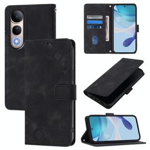 For Honor 400 Lite Skin-feel Embossed Leather Phone Case(Black)