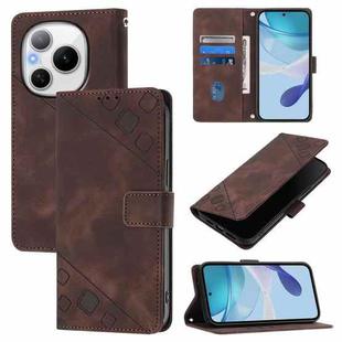 For Honor Power 5G Skin-feel Embossed Leather Phone Case(Brown)
