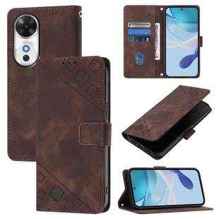 For Honor Play 60 5G Skin-feel Embossed Leather Phone Case(Brown)