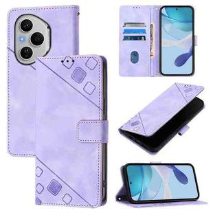 For Honor 400 Pro 5G Global Skin-feel Embossed Leather Phone Case(Light Purple)