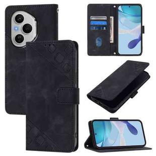 For Honor 400 Pro 5G Global Skin-feel Embossed Leather Phone Case(Black)
