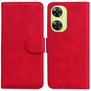 For OnePlus Nord CE 3 Lite/Nord N30 Skin Feel Pure Color Flip Leather Phone Case(Red)