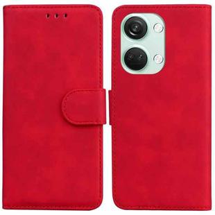 For OnePlus Nord 3 Skin Feel Pure Color Flip Leather Phone Case(Red)