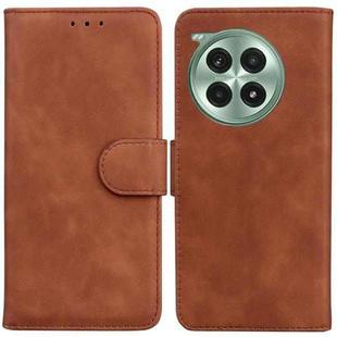 For OnePlus Ace 3 Pro Skin Feel Pure Color Flip Leather Phone Case(Brown)