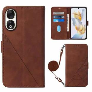 For Honor 90 Crossbody 3D Embossed Flip Leather Phone Case(Brown)