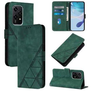 For Honor 200 Lite Global Crossbody 3D Embossed Flip Leather Phone Case(Dark Green)