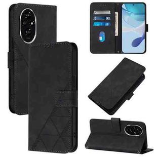 For Honor 200 Crossbody 3D Embossed Flip Leather Phone Case(Black)