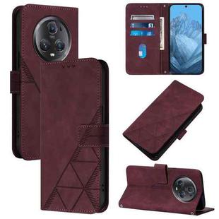 For Honor Magic5 Pro Crossbody 3D Embossed Flip Leather Phone Case(Wine Red)