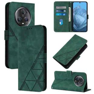 For Honor Magic5 Pro Crossbody 3D Embossed Flip Leather Phone Case(Dark Green)