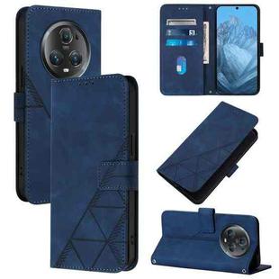 For Honor Magic5 Pro Crossbody 3D Embossed Flip Leather Phone Case(Blue)