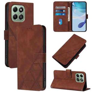 For Honor X6b Crossbody 3D Embossed Flip Leather Phone Case(Brown)