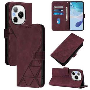 For Honor Power 5G Crossbody 3D Embossed Flip Leather Phone Case(Wine Red)
