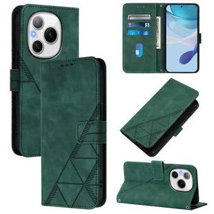 For Honor Power 5G Crossbody 3D Embossed Flip Leather Phone Case(Dark Green)