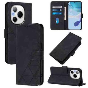For Honor Power 5G Crossbody 3D Embossed Flip Leather Phone Case(Black)