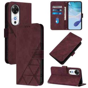 For Honor Play 60 5G Crossbody 3D Embossed Flip Leather Phone Case(Wine Red)