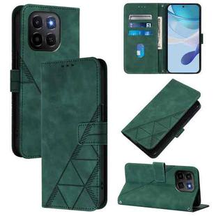 For Honor X6c 4G Crossbody 3D Embossed Flip Leather Phone Case(Dark Green)