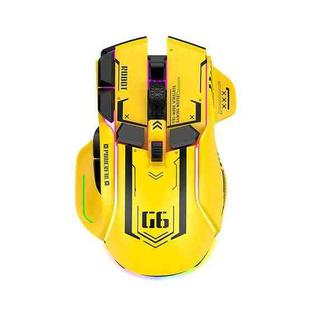 HXSJ G6 10 Keys RGB 12800DPI Tri-mode Wireless Gaming Mouse(Yellow)