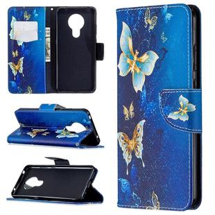 For Nokia 5.3 Colored Drawing Pattern Horizontal Flip Leather Case with Holder & Card Slots & Wallet(Golden Butterfly)