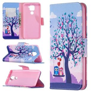 For Xiaomi Redmi Note 9 Colored Drawing Pattern Horizontal Flip Leather Case with Holder & Card Slots & Wallet(Owl)