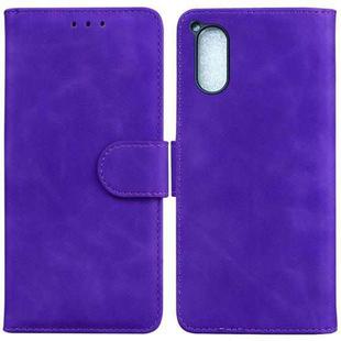 For Sony Xperia 5 V Skin Feel Pure Color Flip Leather Phone Case(Purple)