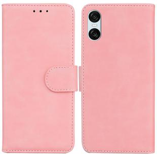 For Sony Xperia 10 VI Skin Feel Pure Color Flip Leather Phone Case(Pink)