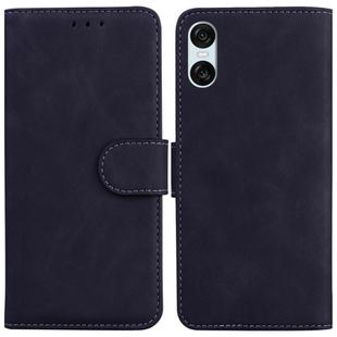 For Sony Xperia 10 VI Skin Feel Pure Color Flip Leather Phone Case(Black)