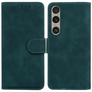 For Sony Xperia 1 VI Skin Feel Pure Color Flip Leather Phone Case(Green)