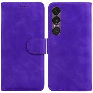 For Sony Xperia 1 VII Skin Feel Pure Color Flip Leather Phone Case(Purple)