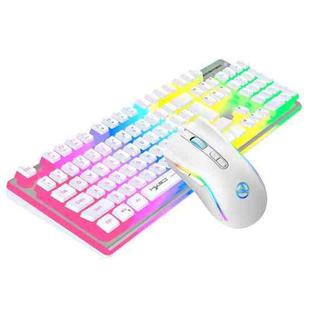 HXSJ L96 2.4G Wireless RGB Backlit Keyboard and Mouse Set 104 Pudding Key Caps + 4800DPI Mouse(White)