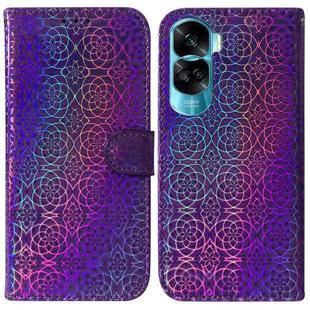 For Honor 90 Lite Colorful Magnetic Buckle Leather Phone Case(Purple)