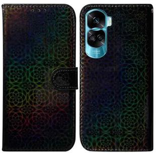 For Honor 90 Lite Colorful Magnetic Buckle Leather Phone Case(Black)