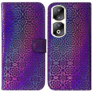 For Honor 90 Pro Colorful Magnetic Buckle Leather Phone Case(Purple)