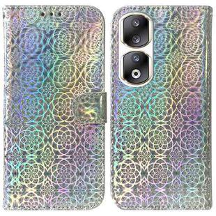 For Honor 90 Pro Colorful Magnetic Buckle Leather Phone Case(Silver)