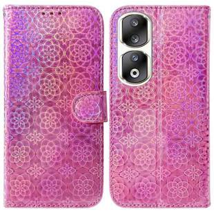 For Honor 90 Pro Colorful Magnetic Buckle Leather Phone Case(Pink)