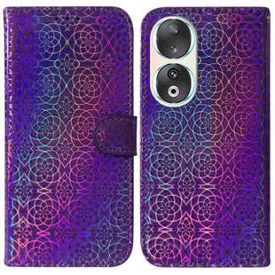 For Honor 90 Colorful Magnetic Buckle Leather Phone Case(Purple)