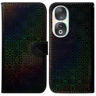 For Honor 90 Colorful Magnetic Buckle Leather Phone Case(Black)