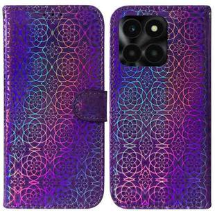 For Honor X6a Colorful Magnetic Buckle Leather Phone Case(Purple)