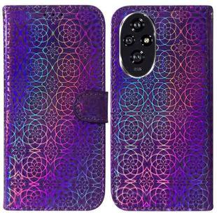 For Honor 200 5G Colorful Magnetic Buckle Leather Phone Case(Purple)